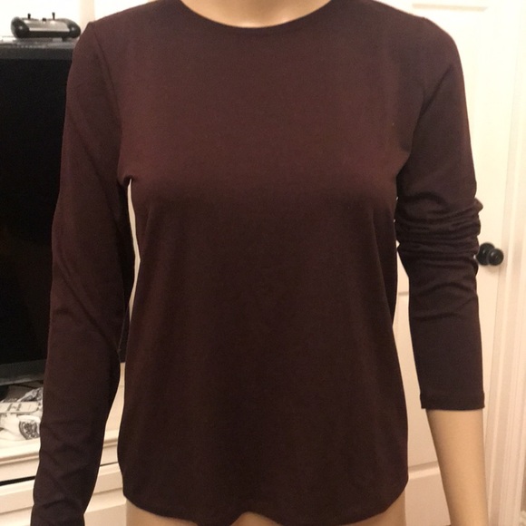 Eileen Fisher Dark Brownstone Tencel Crew Neck Top Size XS - Picture 5 of 5